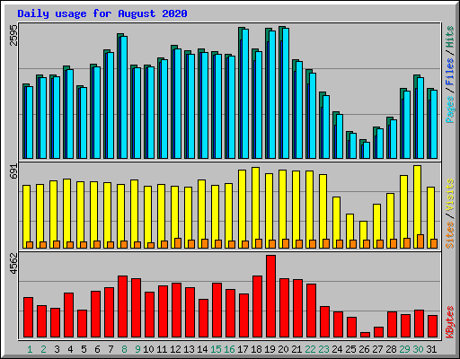 Daily usage for August 2020